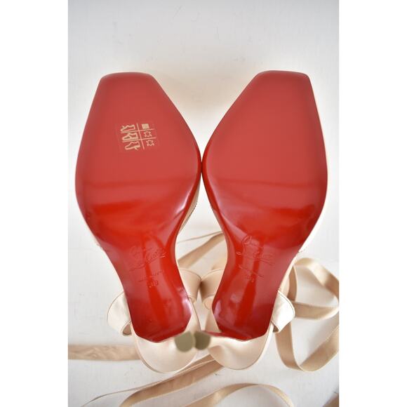Christian Louboutin Cassia Lace Up 100 Blush Nude Tie Ballet Sandal Heel Pump 39 - Picture 15 of 15